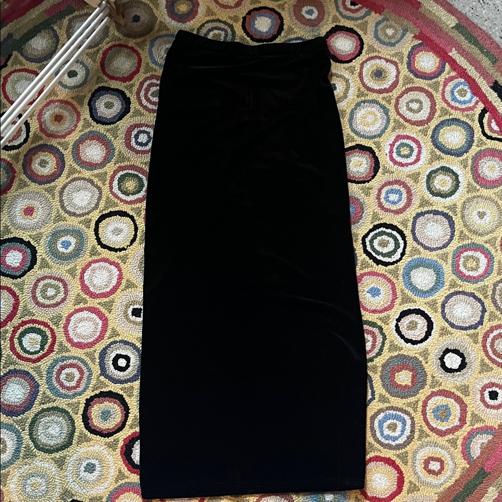 Allen Allen Black Velvet A-Line Maxi Skirt